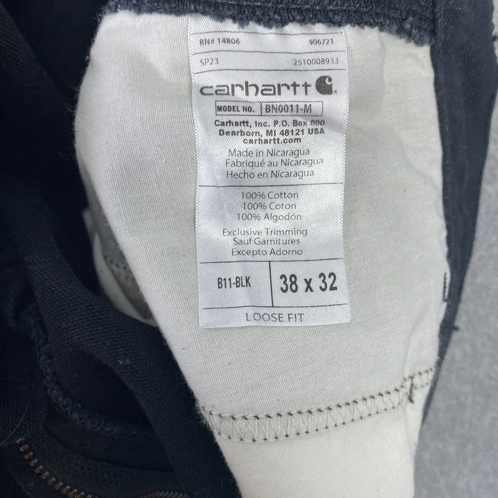 Carhartt Carpenter Pants Mens 38x32 Black Loose Fit Canvas Work B11-BLK